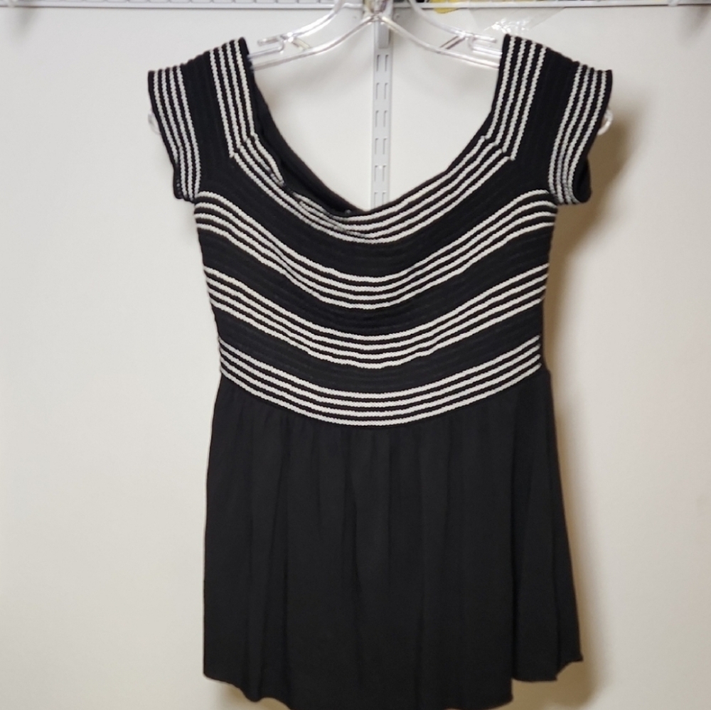 Bailey 44 | Black and White Striped Blouse | S